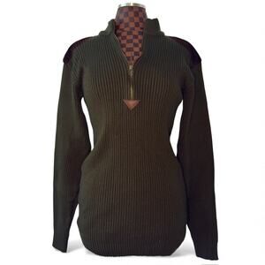 Rothco Ribbed Shooting Sweater Womens Size Large Army Green Elbow Patch Gorpcore
